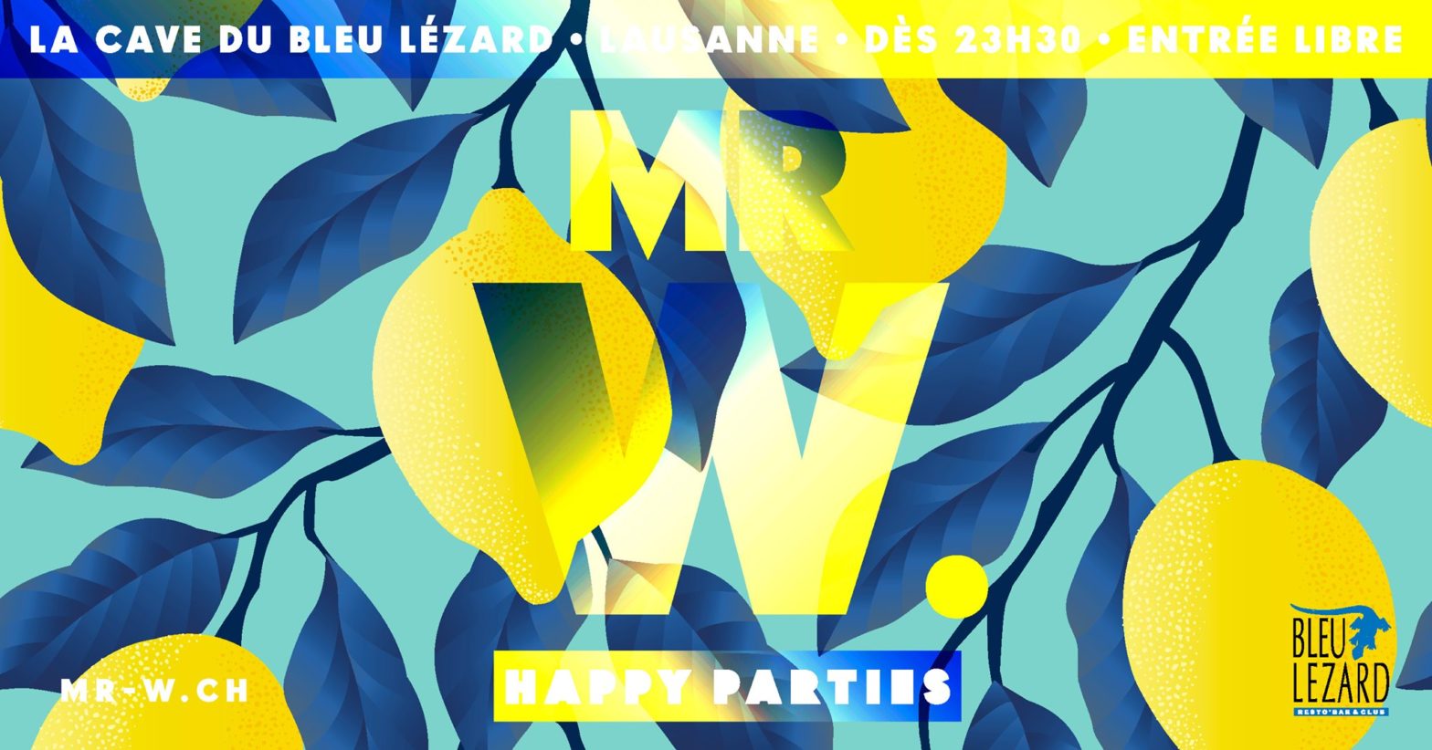 MR W. ★ HAPPY PARTY ★ Bleu Lézard